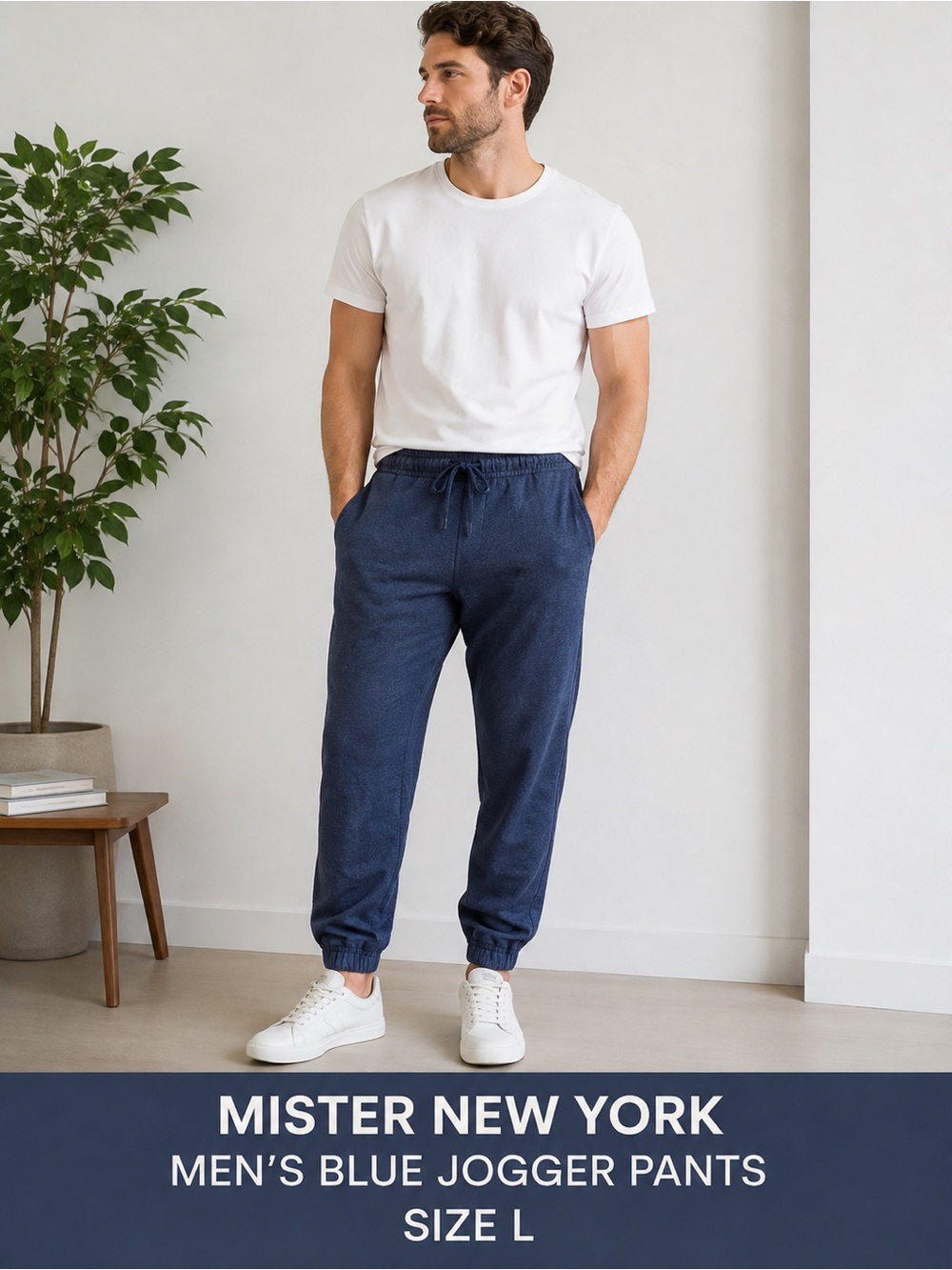 MISTER New York Men's Blue Jogger lounge wear casual comfort  Pants/size L
